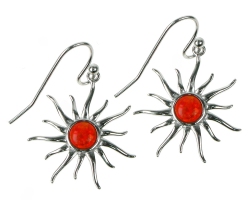 Opal Fire Sun Hook Earrings in sterling silver 