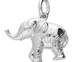 solid Sterling Silver Baby elephant pendant on an 18