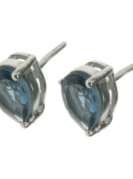 Blue Iolite Pear Stud Earrings in sterling silver 