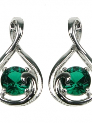 Emerald Twist Stud Earrings in sterling silver 