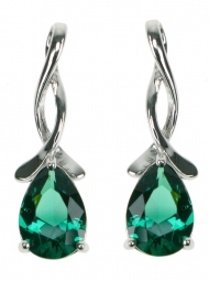Emerald Pear Twist Stud Earrings