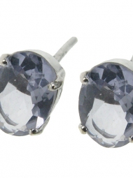 Purple Iolite Oval Stud Earrings in sterling silver 