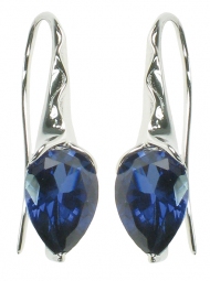 Sapphire Pear Drop Earrings in sterling silver 