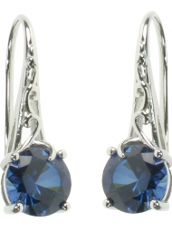 Sapphire Fancy Solitaire Earrings in sterling silver 