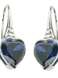 Sapphire Simple Heart Earrings in sterling silver 
