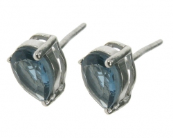 Blue Iolite Pear Stud Earrings in sterling silver 
