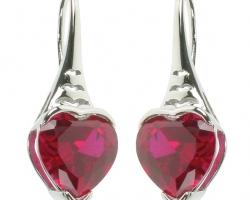 Ruby Simple Heart Earrings in sterling silver 